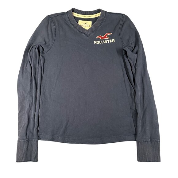 Hollister Mens Large Navy Blue V-Neck Long Sleeve Sweater Sweatshirt Soft - Picture 1 of 7